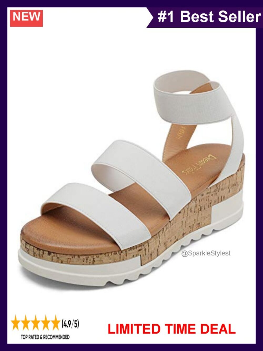 Open Toe Platform Wedge Sandals Elastic Slip On Casual